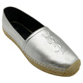 Load image into Gallery viewer, Yves Saint Laurent Silver Metallic Leather Flat Espadrilles


