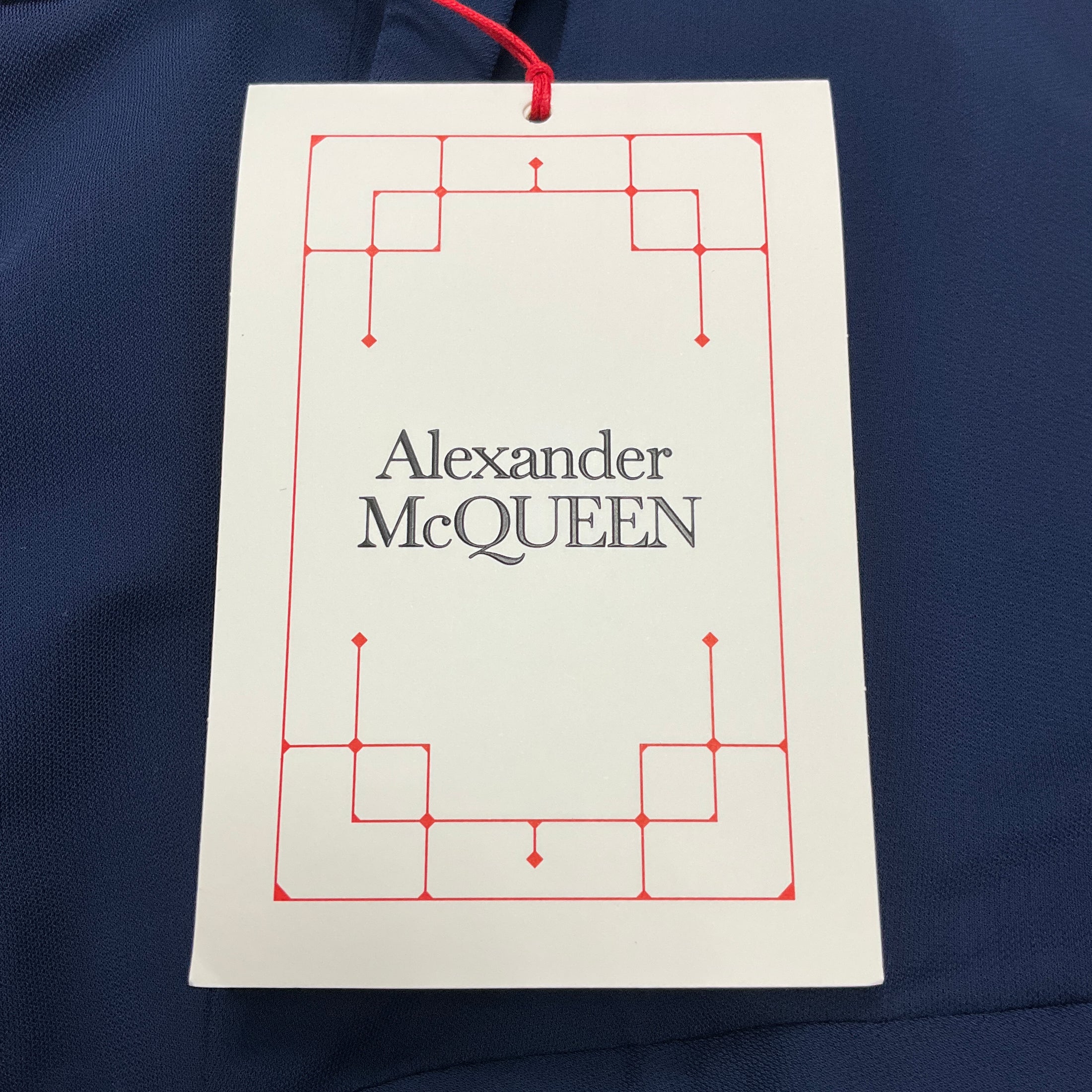 Alexander McQueen Navy 2020 Draped Cocktail Dress