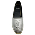 Load image into Gallery viewer, Yves Saint Laurent Silver Metallic Leather Flat Espadrilles

