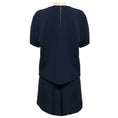 Load image into Gallery viewer, Brunello Cucinelli Navy Blue Short Sleeved Tiered Wool Crepe Midi Dress
