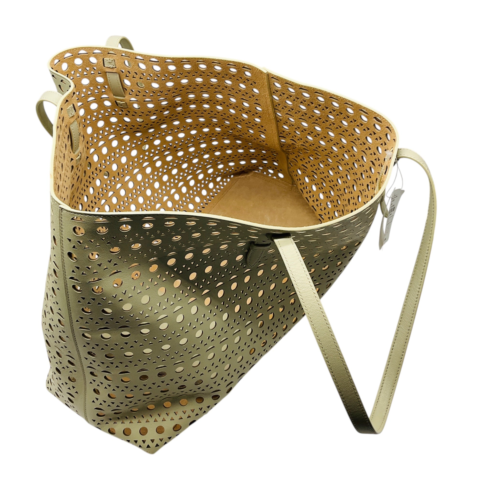 Alaia Argile Mina 44 Large Cut Out Neo Vienne Soft Calfskin Leather Tote Bag