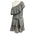 Load image into Gallery viewer, Zimmermann Black / White Gingham Check One Shoulder Linen Dress with Belt

