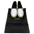 Load image into Gallery viewer, Yves Saint Laurent Silver Metallic Leather Flat Espadrilles
