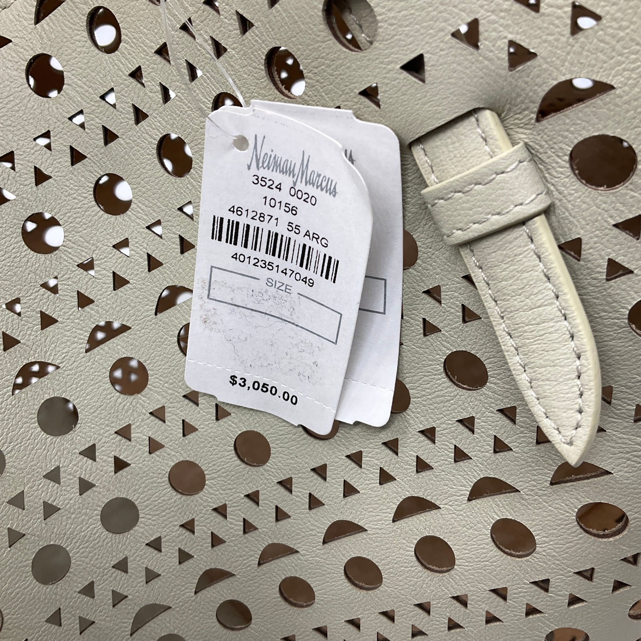 Alaia Argile Mina 44 Large Cut Out Neo Vienne Soft Calfskin Leather Tote Bag