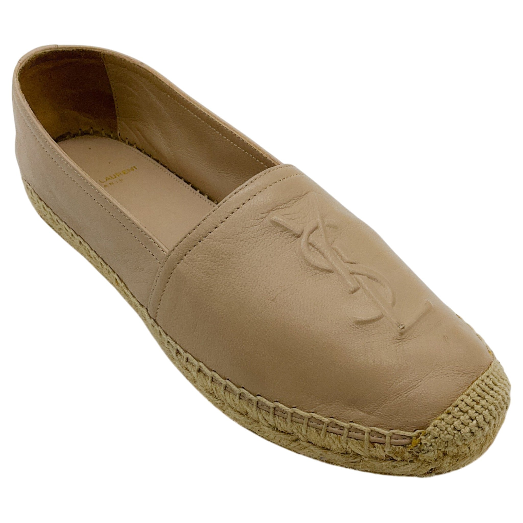Yves Saint Laurent Rose Poudre Leather Flat Espadrilles
