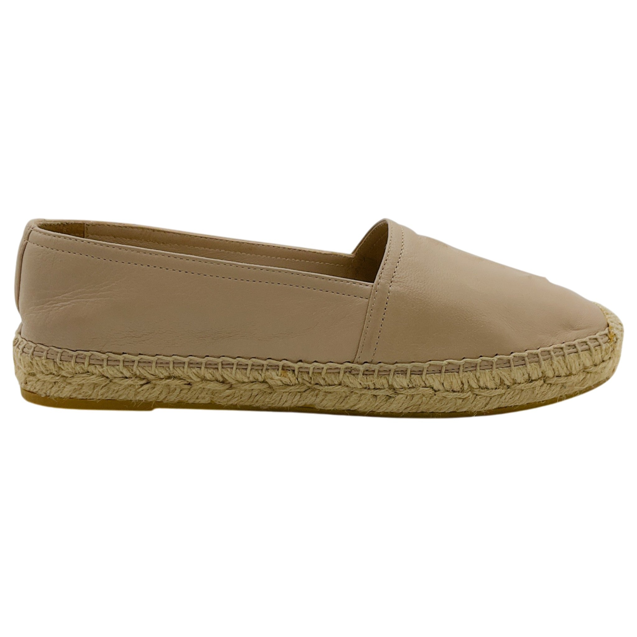 Yves Saint Laurent Rose Poudre Leather Flat Espadrilles