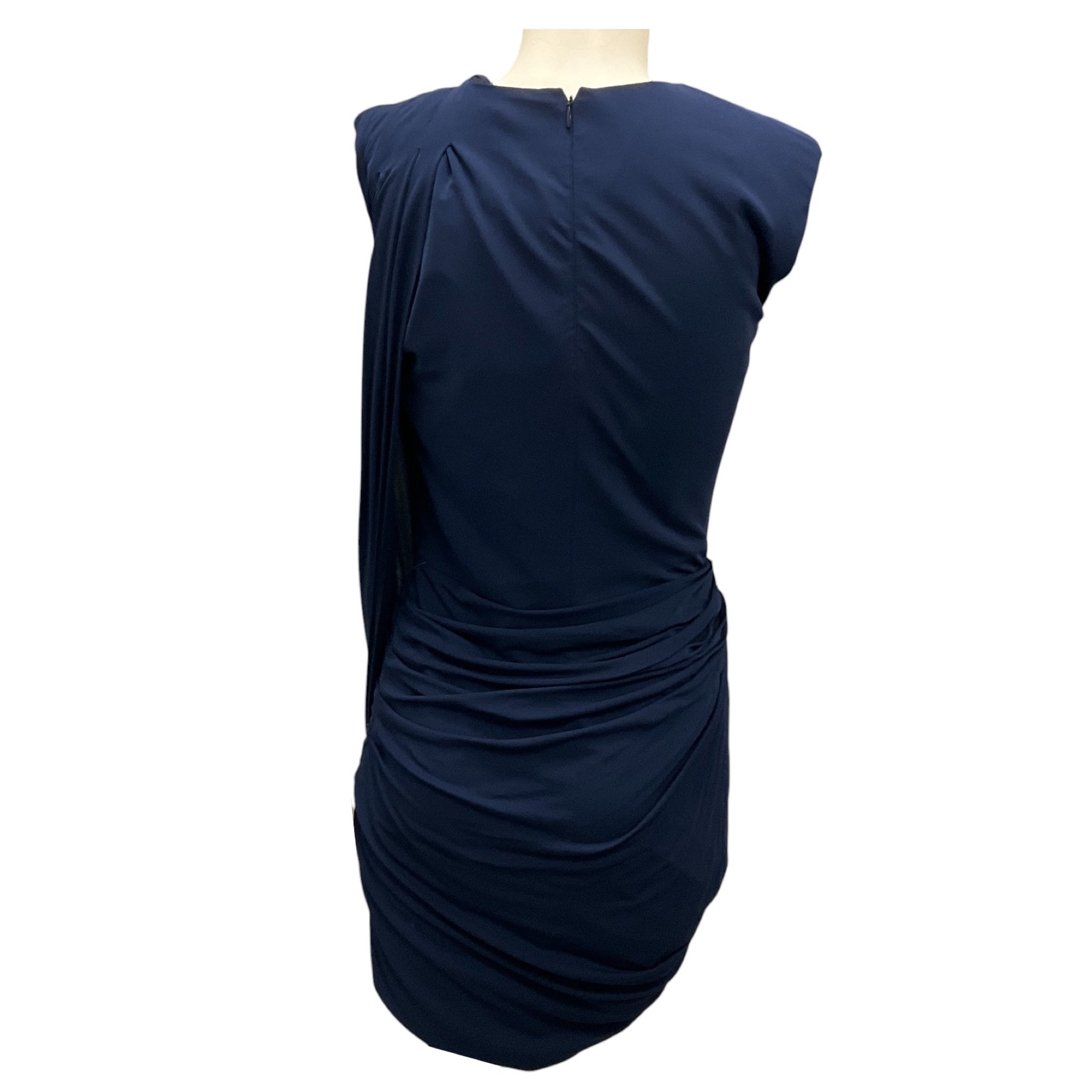 Alexander McQueen Navy 2020 Draped Cocktail Dress