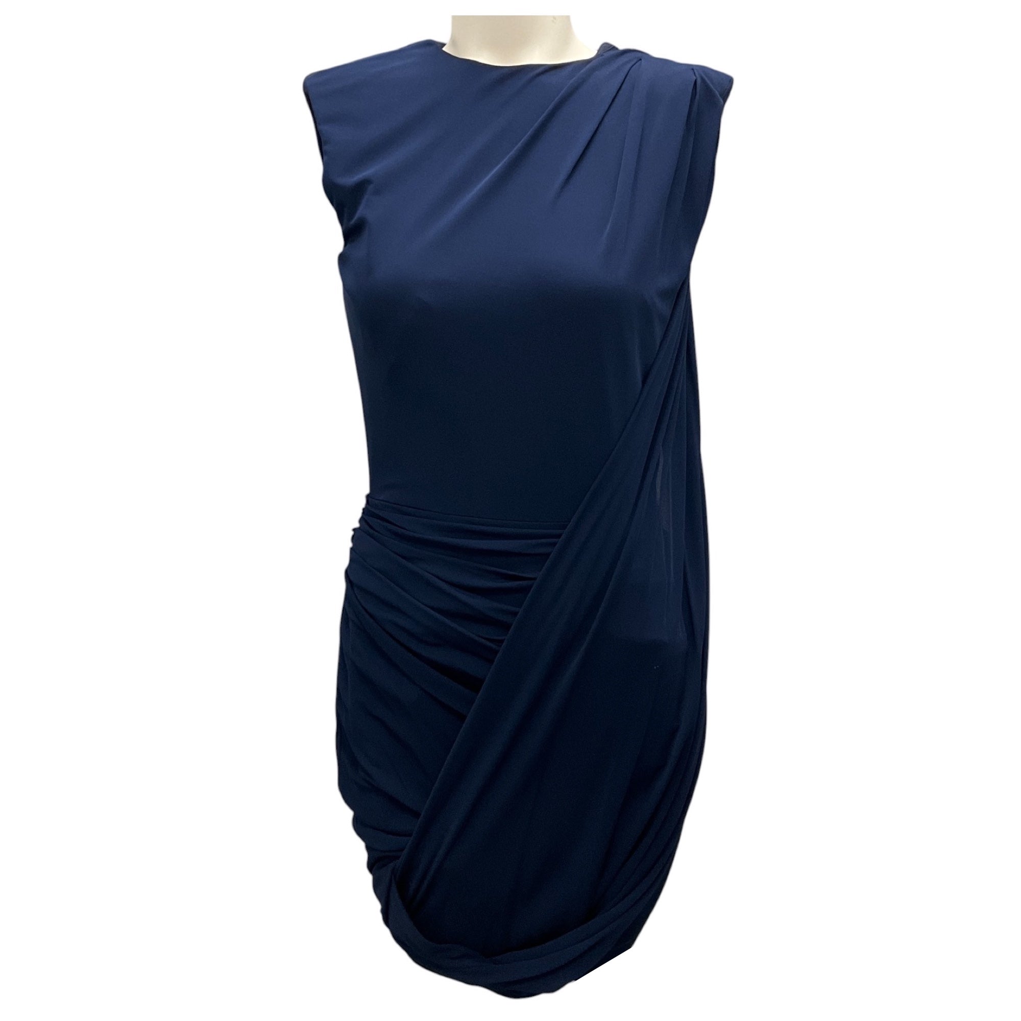 Alexander McQueen Navy 2020 Draped Cocktail Dress