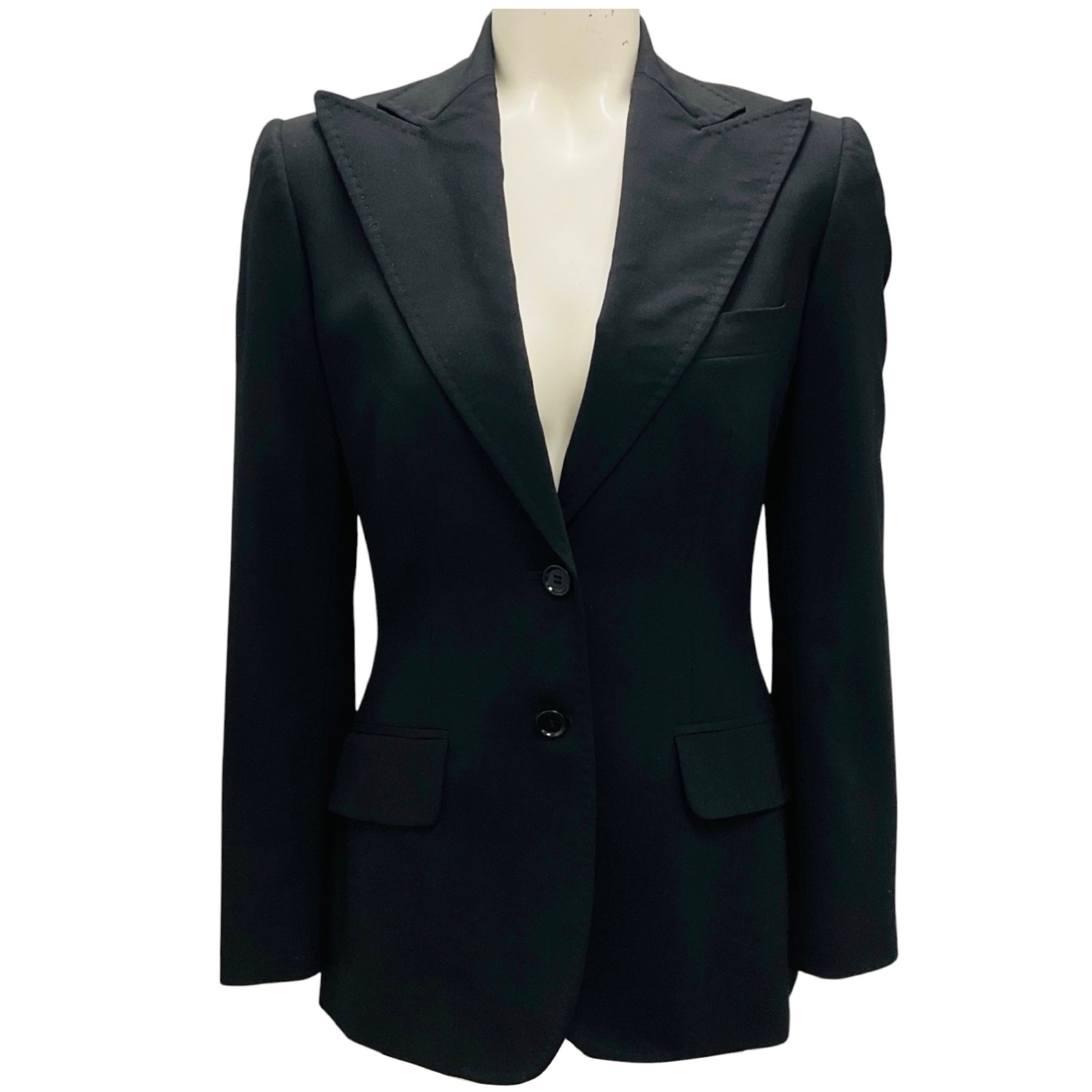 Dolce & Gabbana Black Two Button Wool Stretch Blazer 