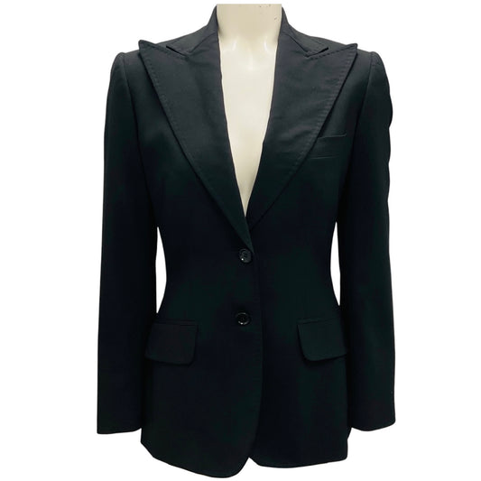 Dolce & Gabbana Black Two Button Wool Stretch Blazer 