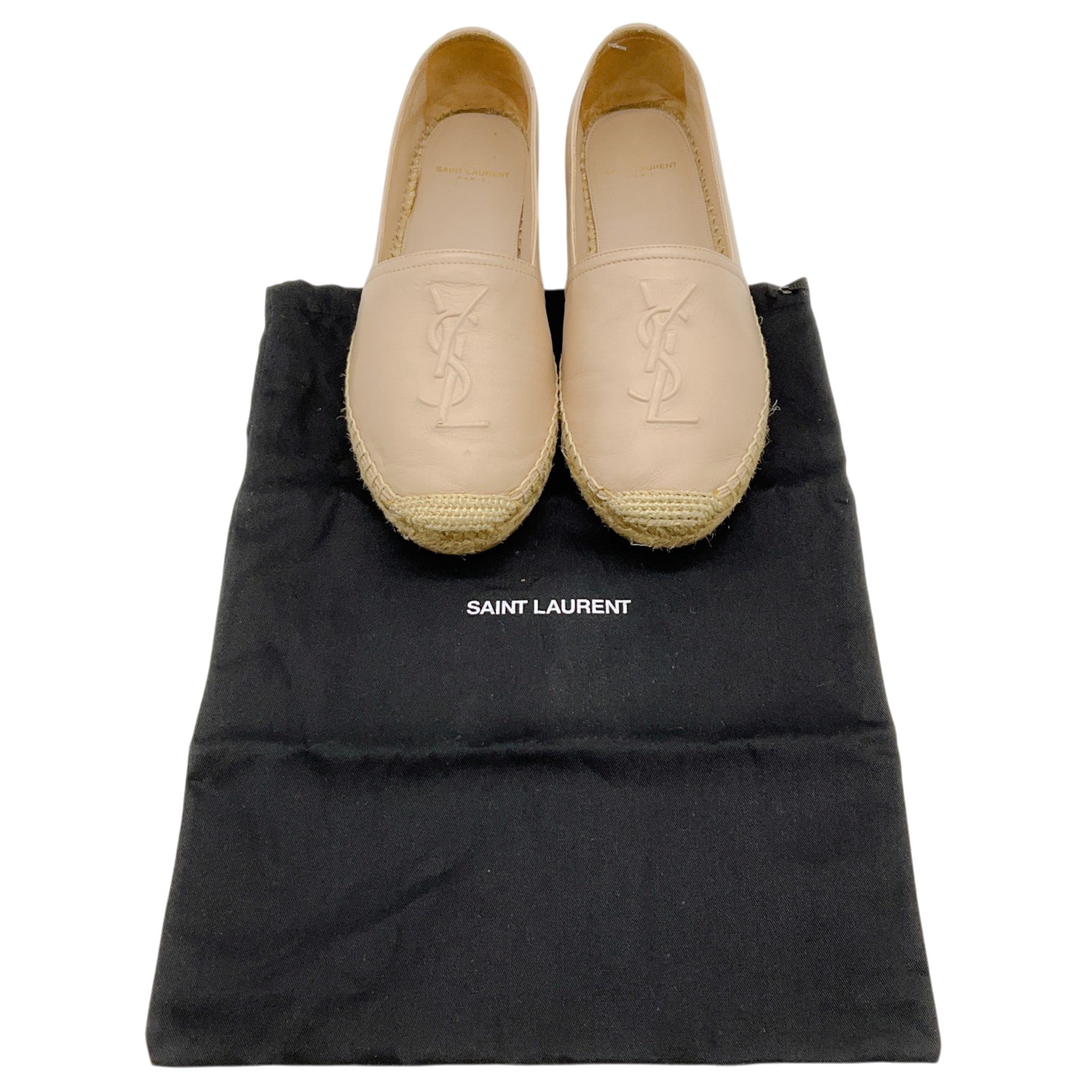 Yves Saint Laurent Rose Poudre Leather Flat Espadrilles