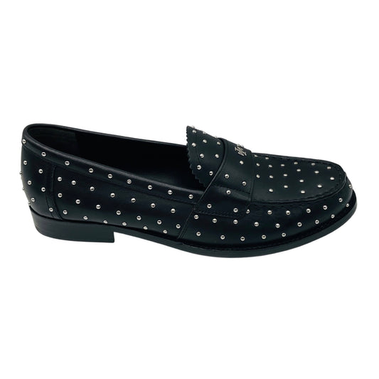 Tory Burch Black / Silver Studded Classic Leather Loafers