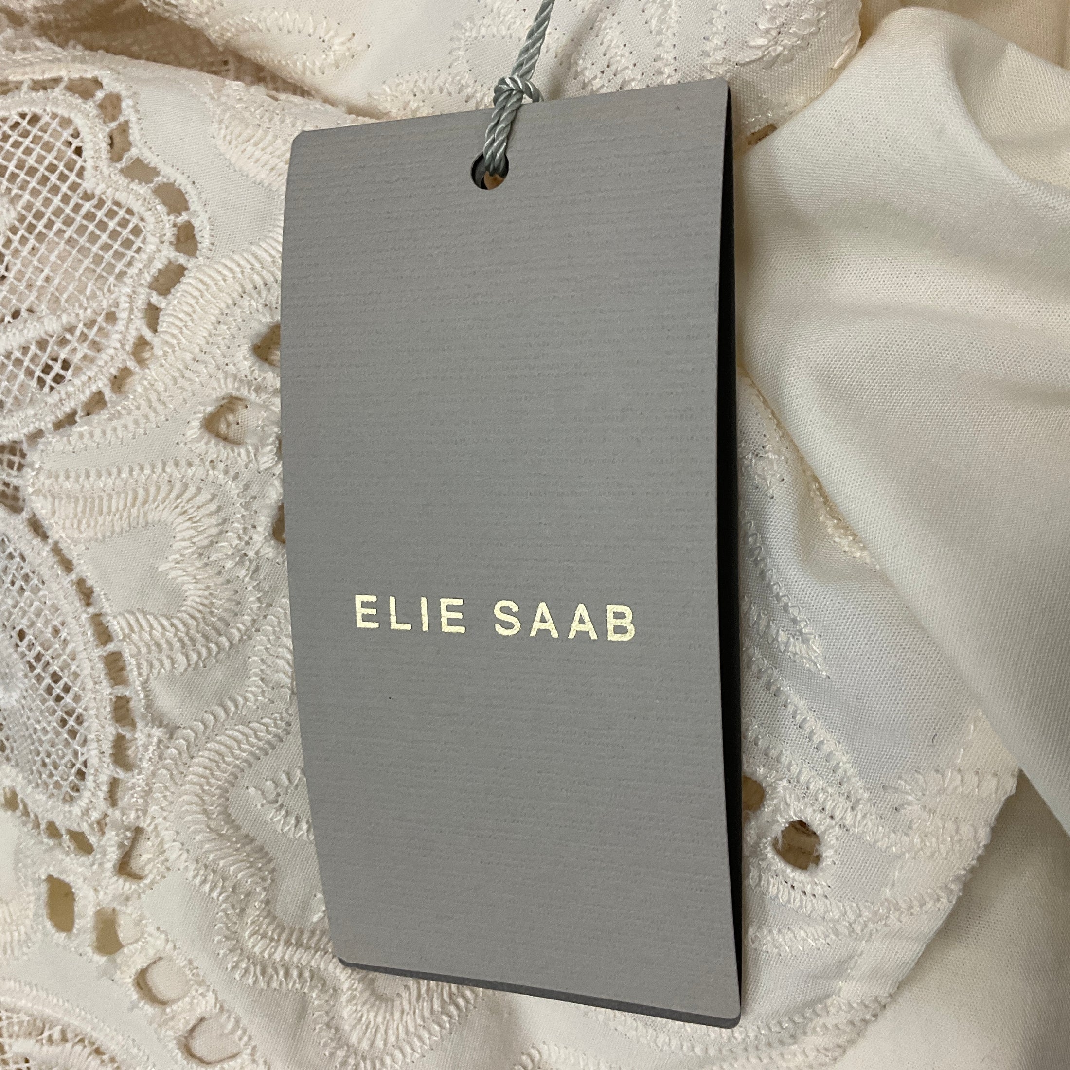 Elie Saab Off White Cotton Embroidered Shirt