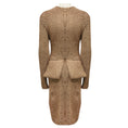 Load image into Gallery viewer, Genny Taupe / Gold Metallic Long Sleeved Shimmer Knit Peplum Midi Dress
