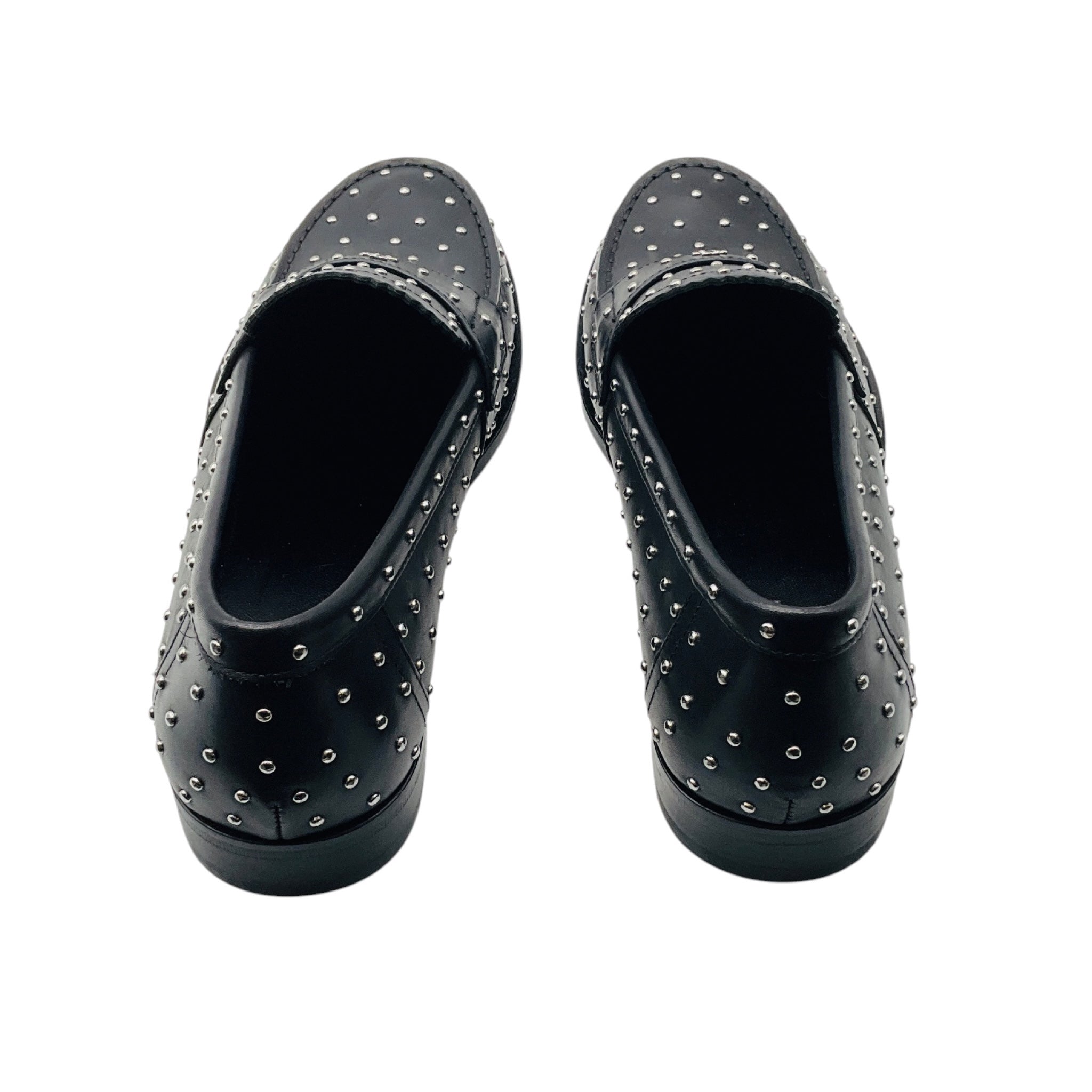 Tory Burch Black / Silver Studded Classic Leather Loafers