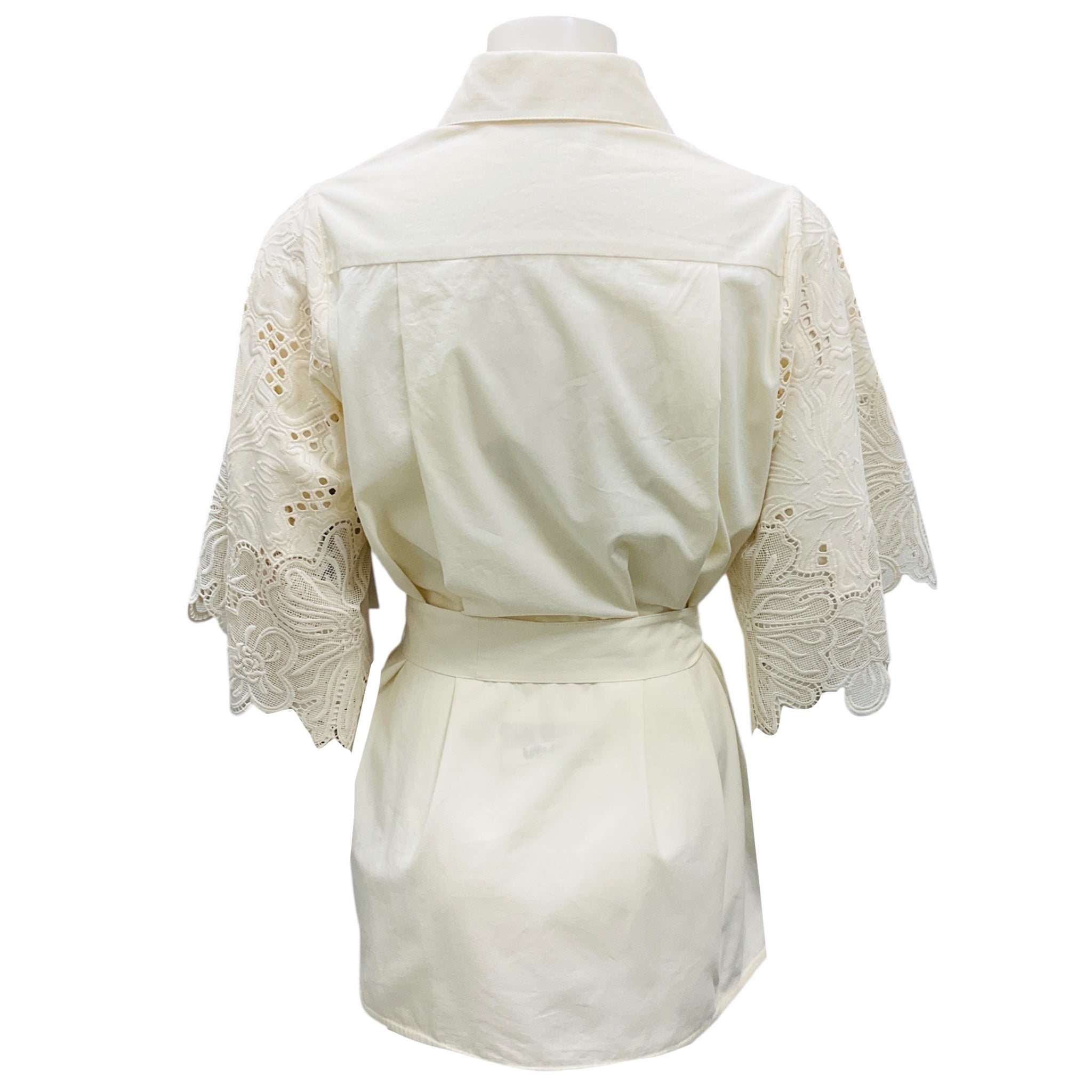 Elie Saab Off White Cotton Embroidered Shirt