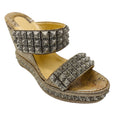 Load image into Gallery viewer, Christian Louboutin Champagne Metallic Studded Wedge Sandals
