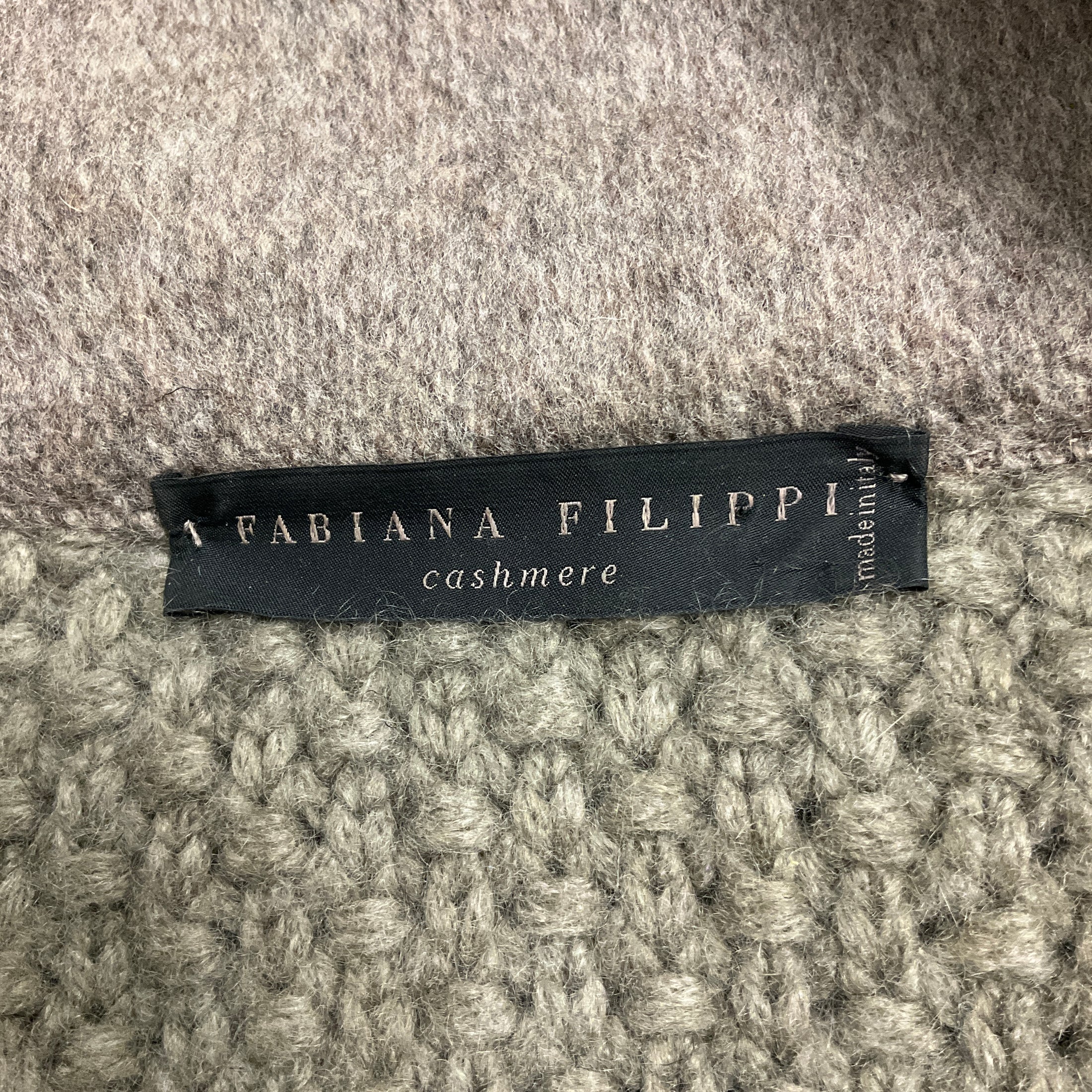 Fabiana Filippi Olive / Taupe Lamb Collar Cashmere Knit Cardigan Sweater