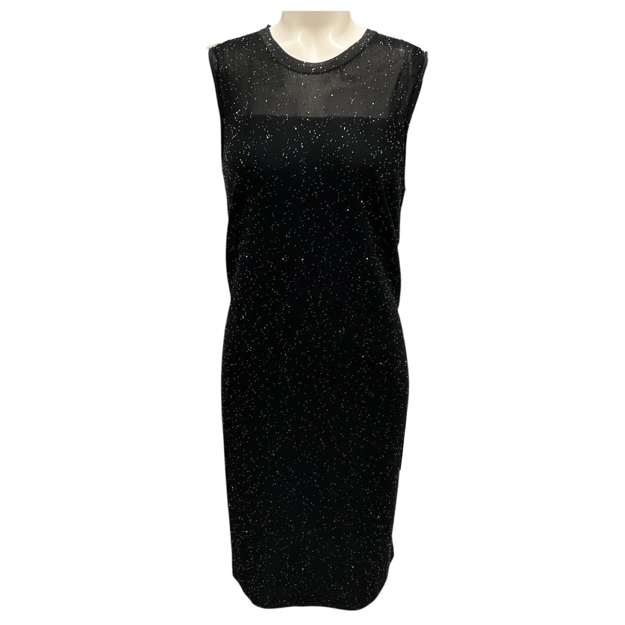 Akris Black Micro Sequined Sleeveless Knit Dress
