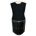 Load image into Gallery viewer, Sonia Rykiel Black / Silver Stud Embellished Crepe and Crinkled Leather Dress with Zipper Detail
