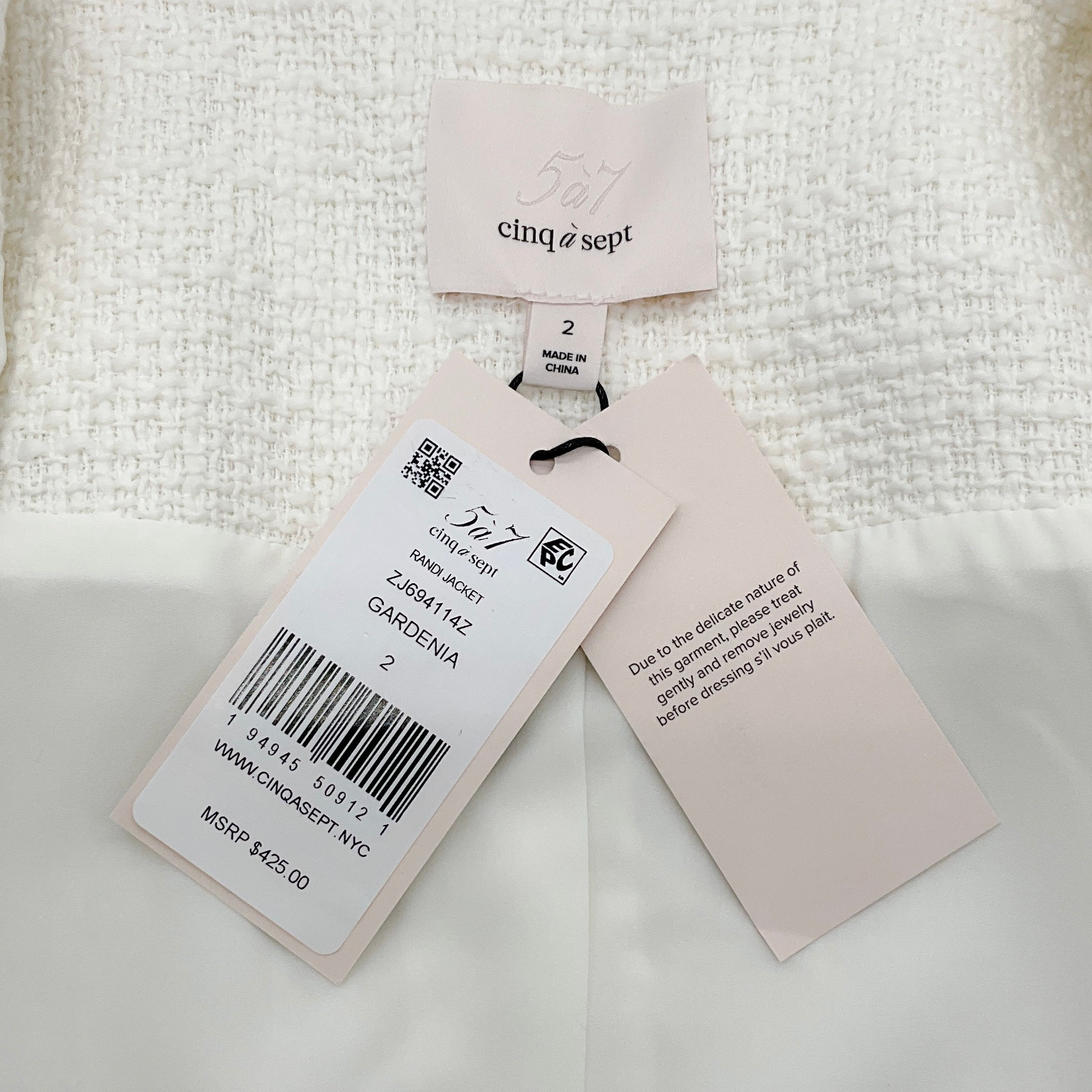 Cinq à Sept Ivory Tweed Gardenia Randi Jacket