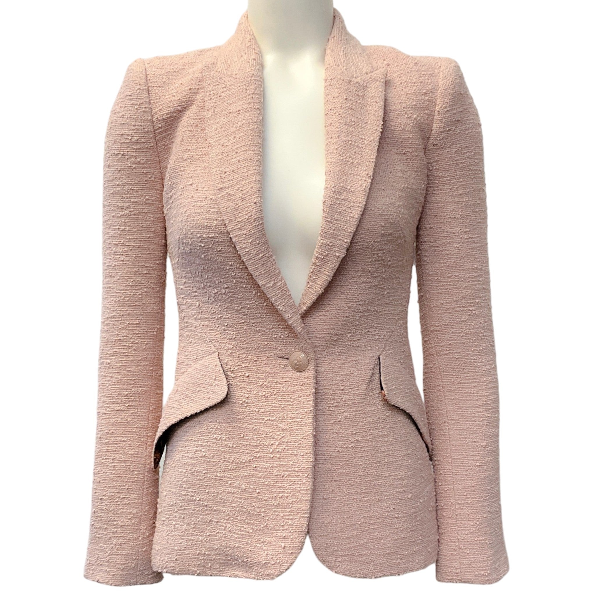 L'Agence Petal Pink Textured Tweed Chamberlain Blazer
