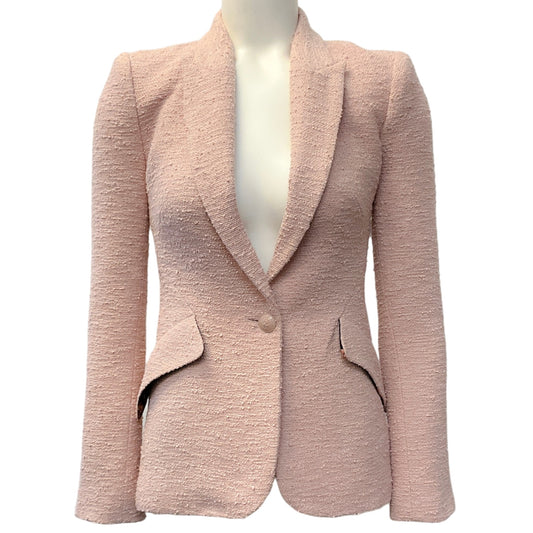 L'Agence Petal Pink Textured Tweed Chamberlain Blazer
