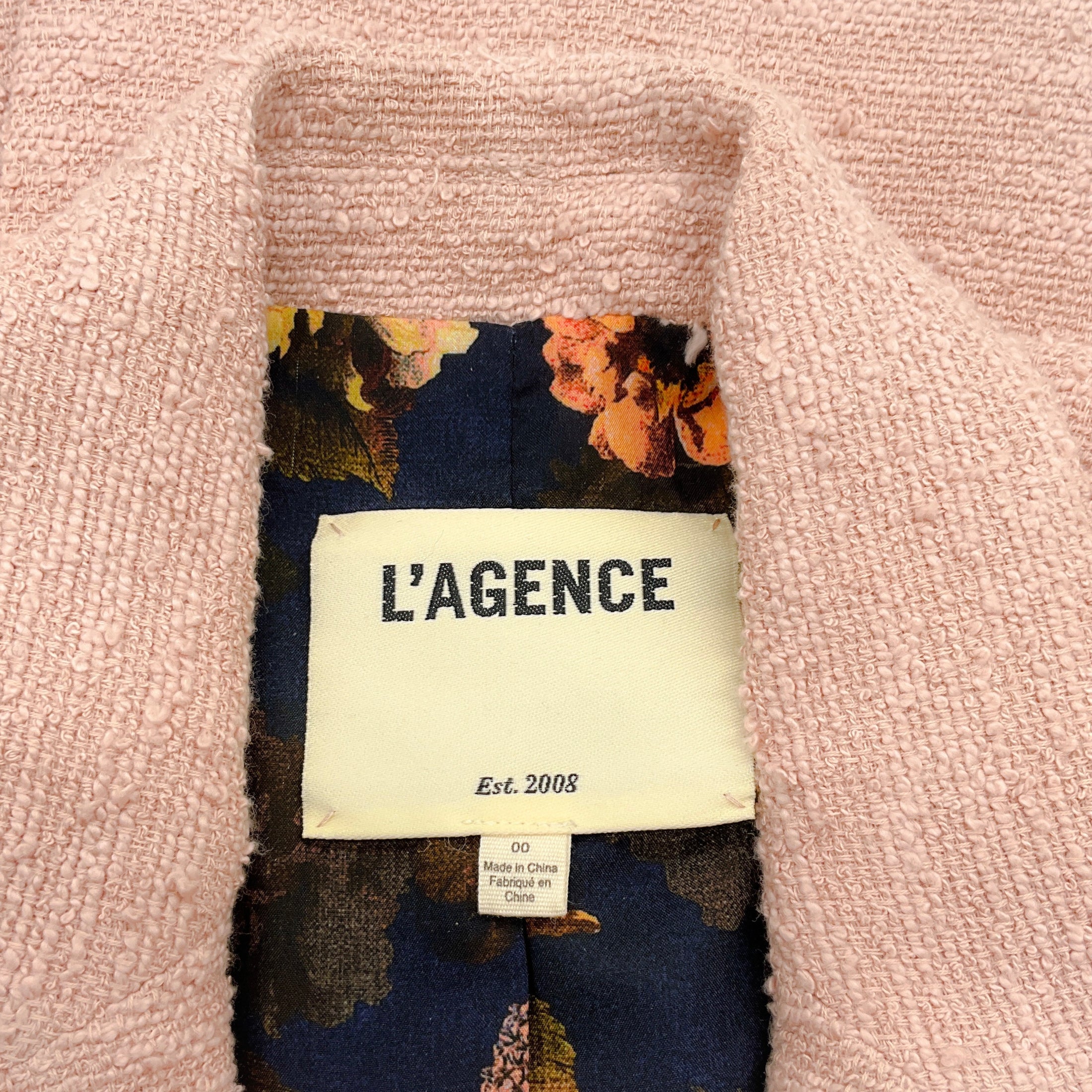 L'Agence Petal Pink Textured Tweed Chamberlain Blazer