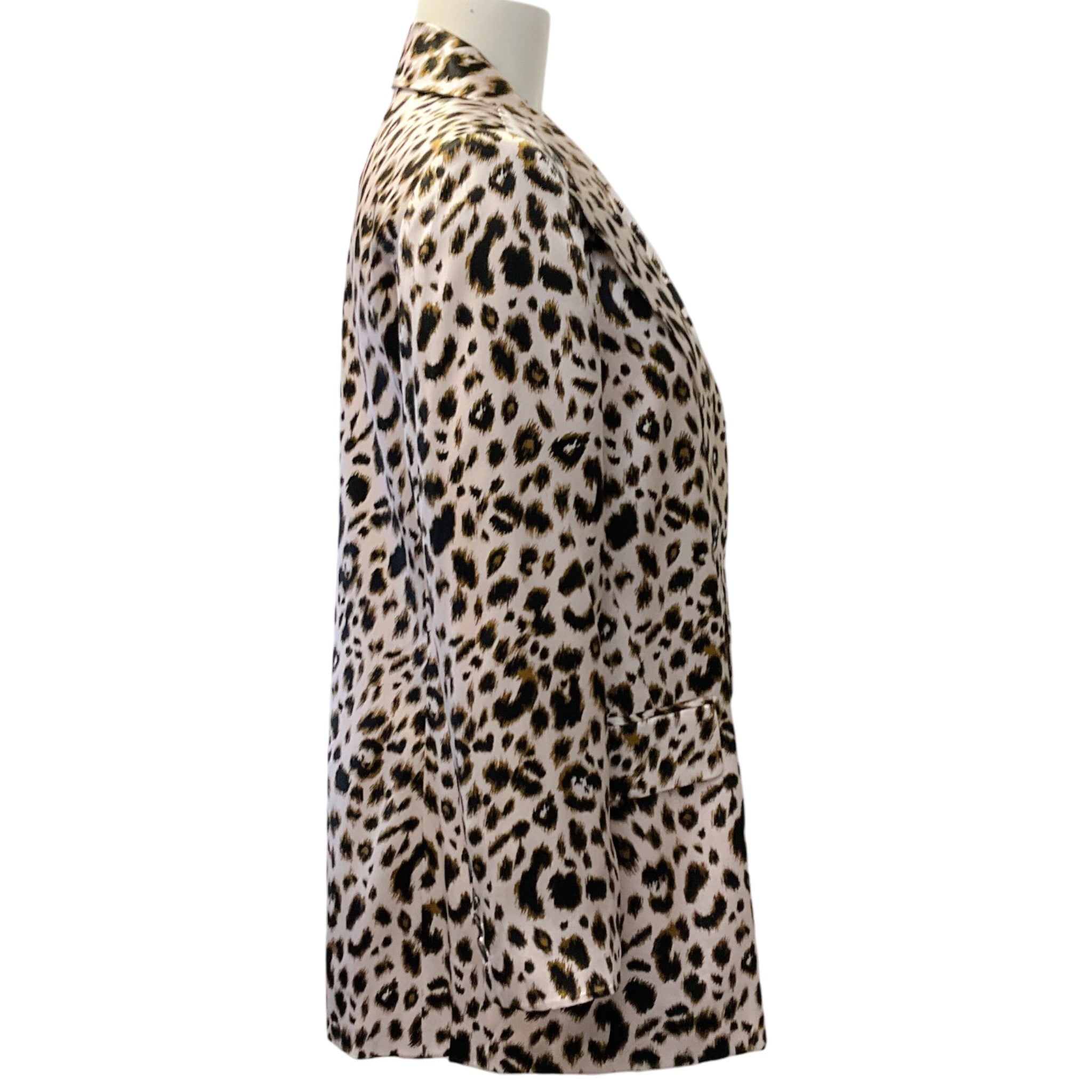 L'Agence Leopard Print Silk Taryn Double Breasted Blazer