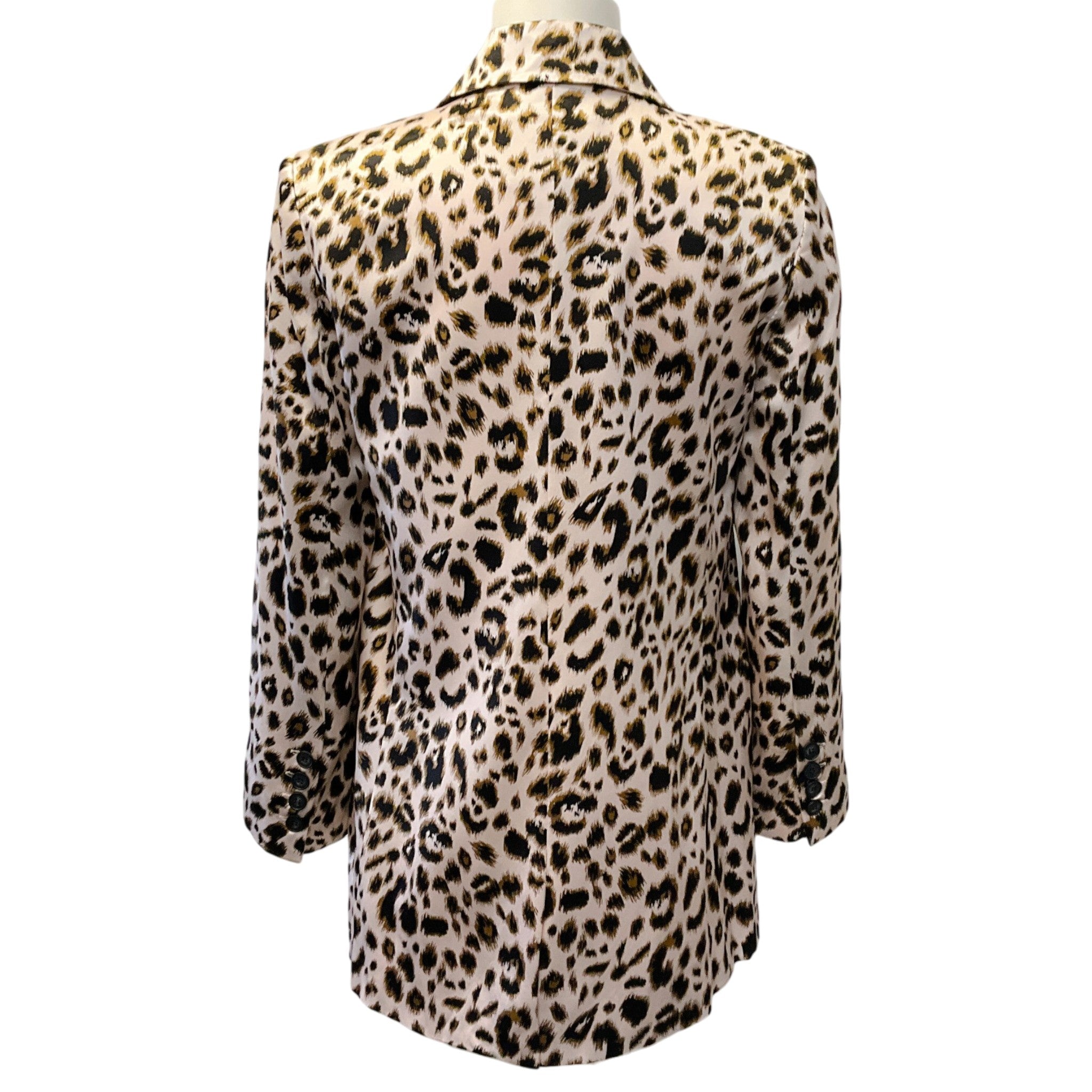 L'Agence Leopard Print Silk Taryn Double Breasted Blazer