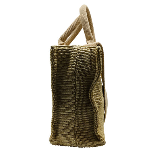 Marni Natural Woven Raffia Tote Handbag with Blue Logo