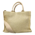 Load image into Gallery viewer, Marni Natural Woven Raffia Tote Handbag with Blue Logo
