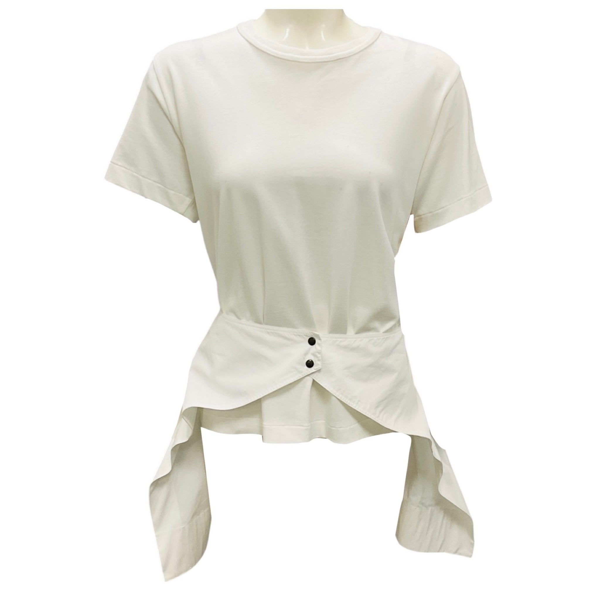 Alaia White / Blanc Short Sleeved Cotton Blouse