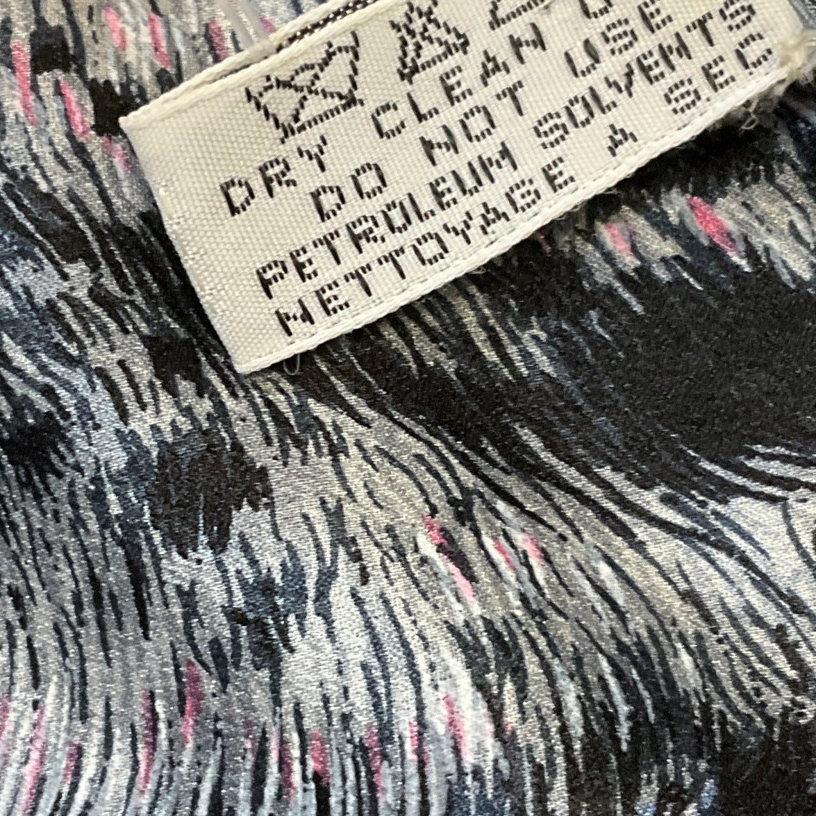 Escada Vintage Blue / Black / Pink Multi Tiger Print Large Square Silk Scarf