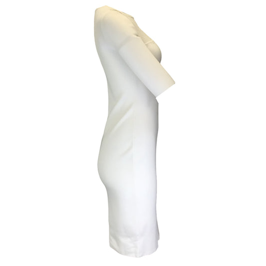 Emanuel Ungaro White Sheer Panel Lace Detail Short Sleeved Knit Dress