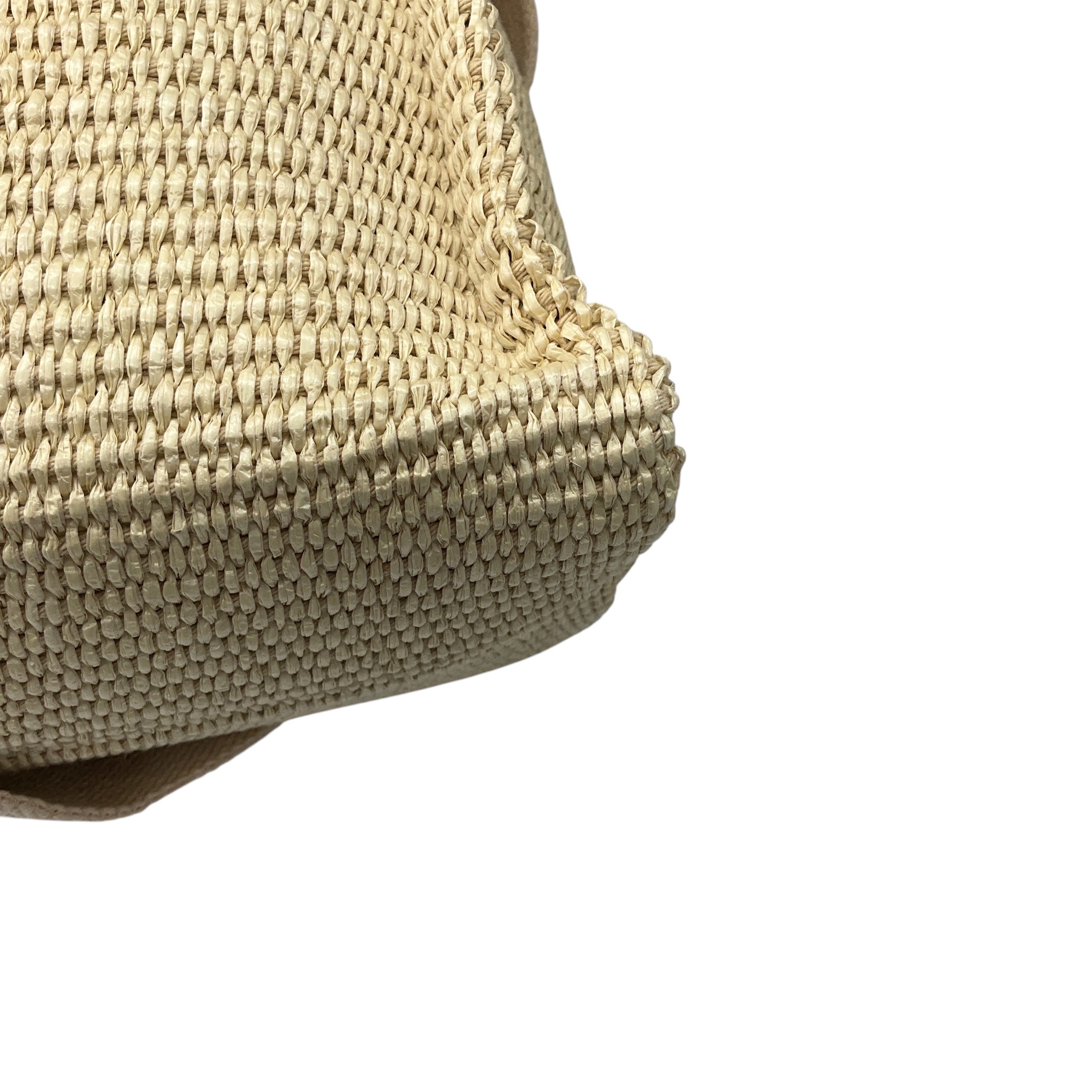 Marni Natural Woven Raffia Tote Handbag with Blue Logo