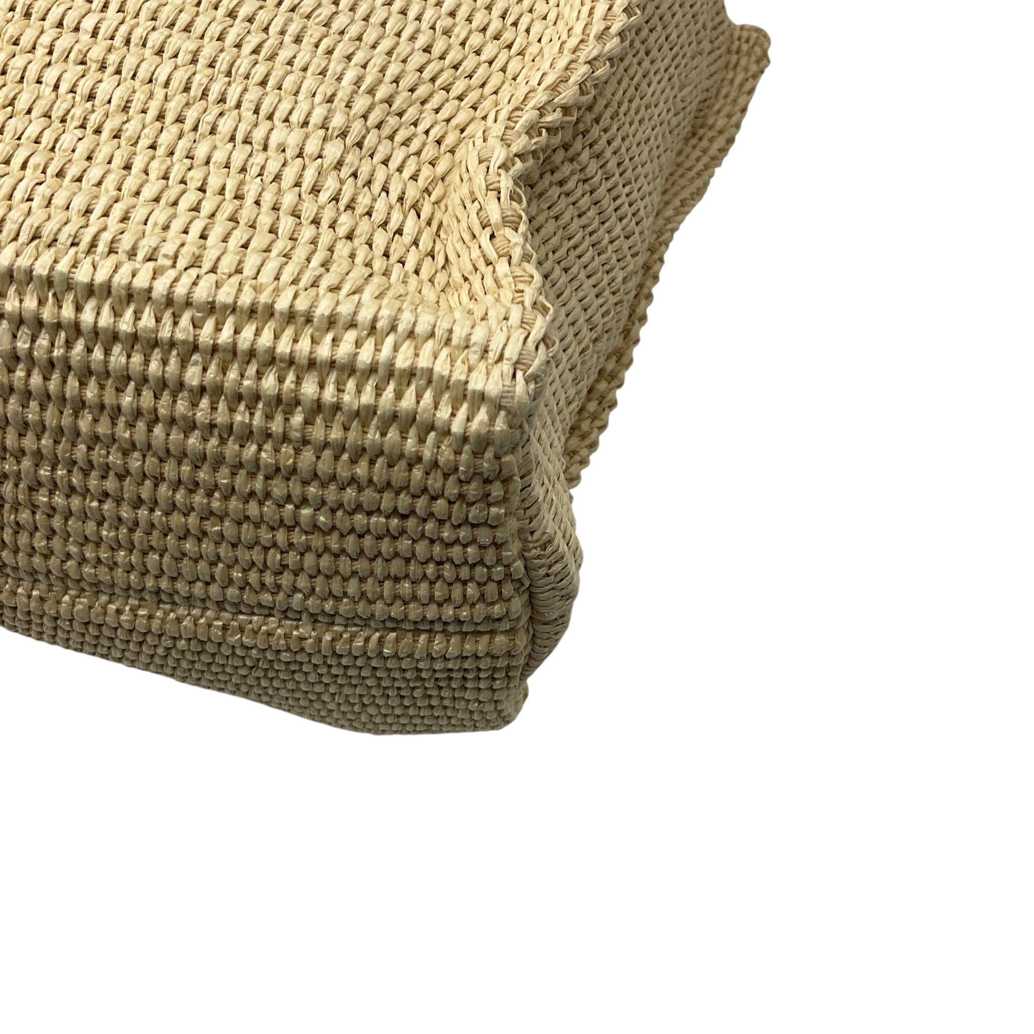 Marni Natural Woven Raffia Tote Handbag with Blue Logo