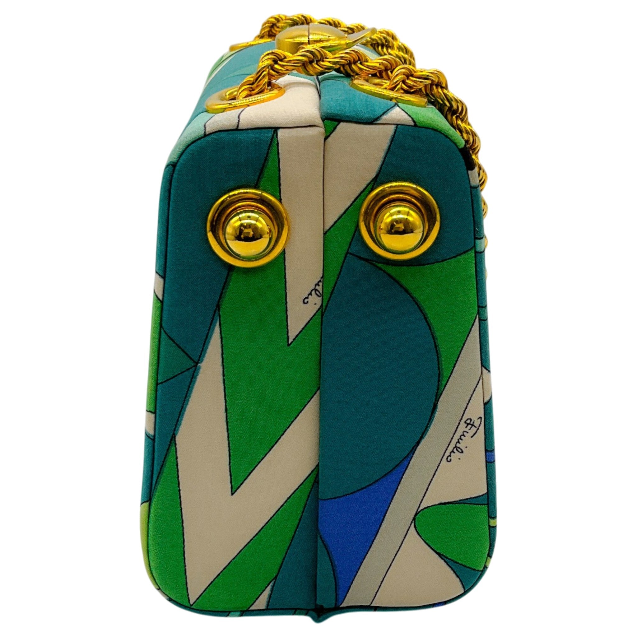 Emilio Pucci Vintage 1960's Turquoise Scarf Print Box Bag