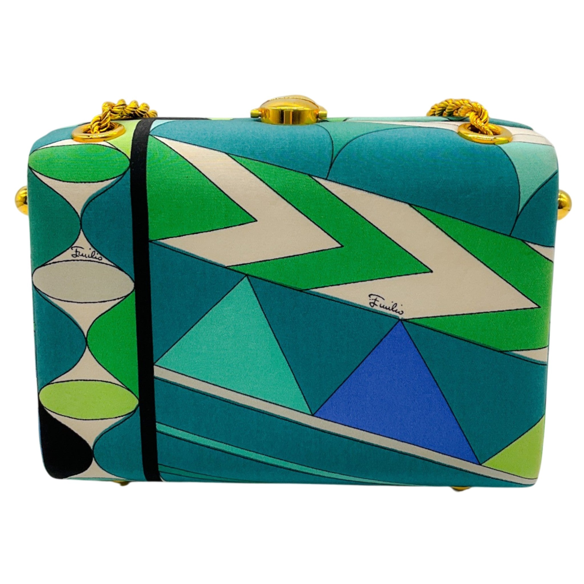 Emilio Pucci Vintage 1960's Turquoise Scarf Print Box Bag