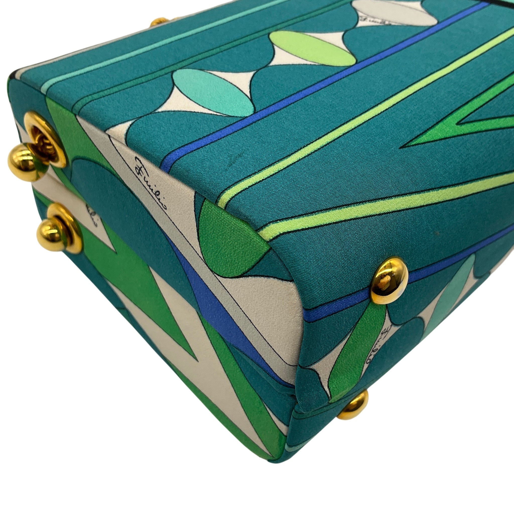 Emilio Pucci Vintage 1960's Turquoise Scarf Print Box Bag