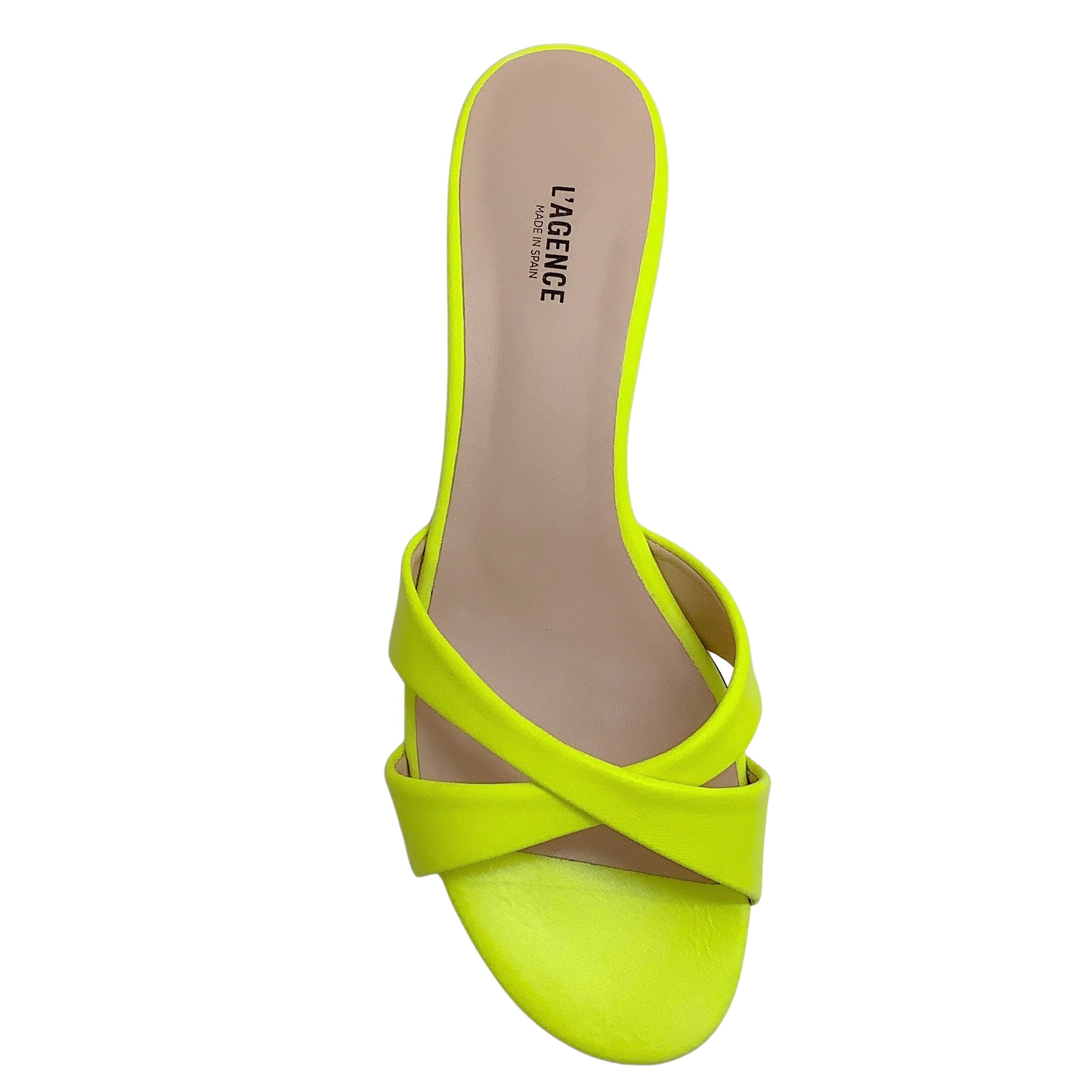 L'Agence Neon Yellow Alesia Criss Cross Slide Sandals