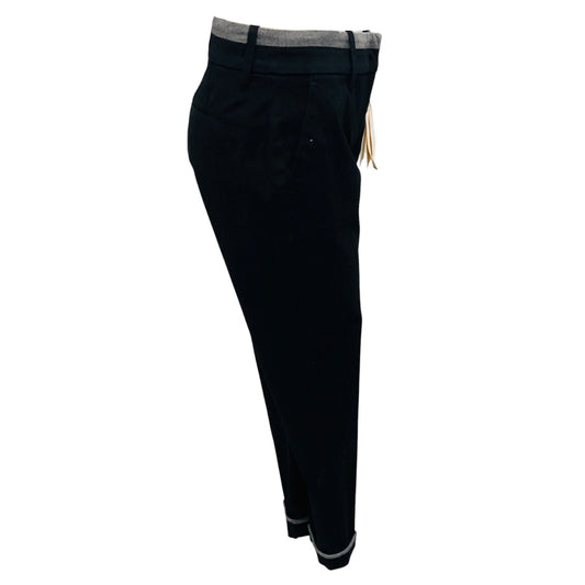 Peserico Black / Grey Trimmed Cotton Pants
