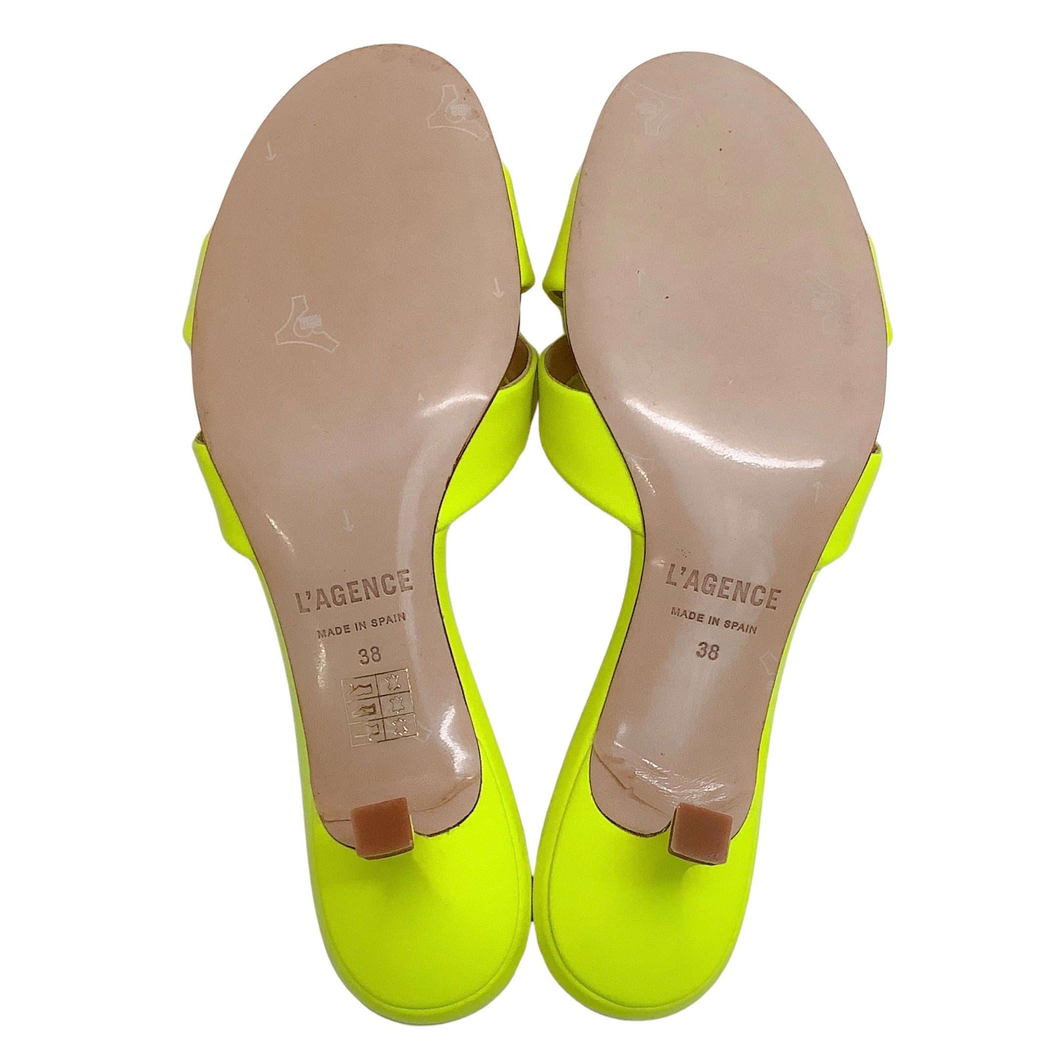 L'Agence Neon Yellow Alesia Criss Cross Slide Sandals