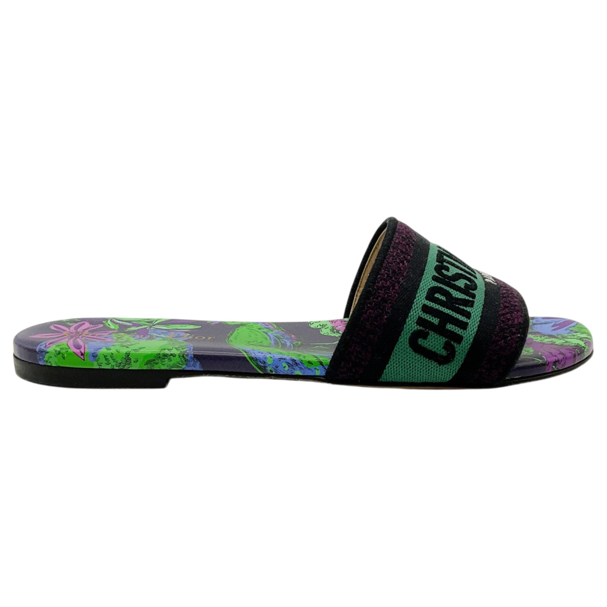 Christian Dior Turquoise / Purple Dway Slide Sandals