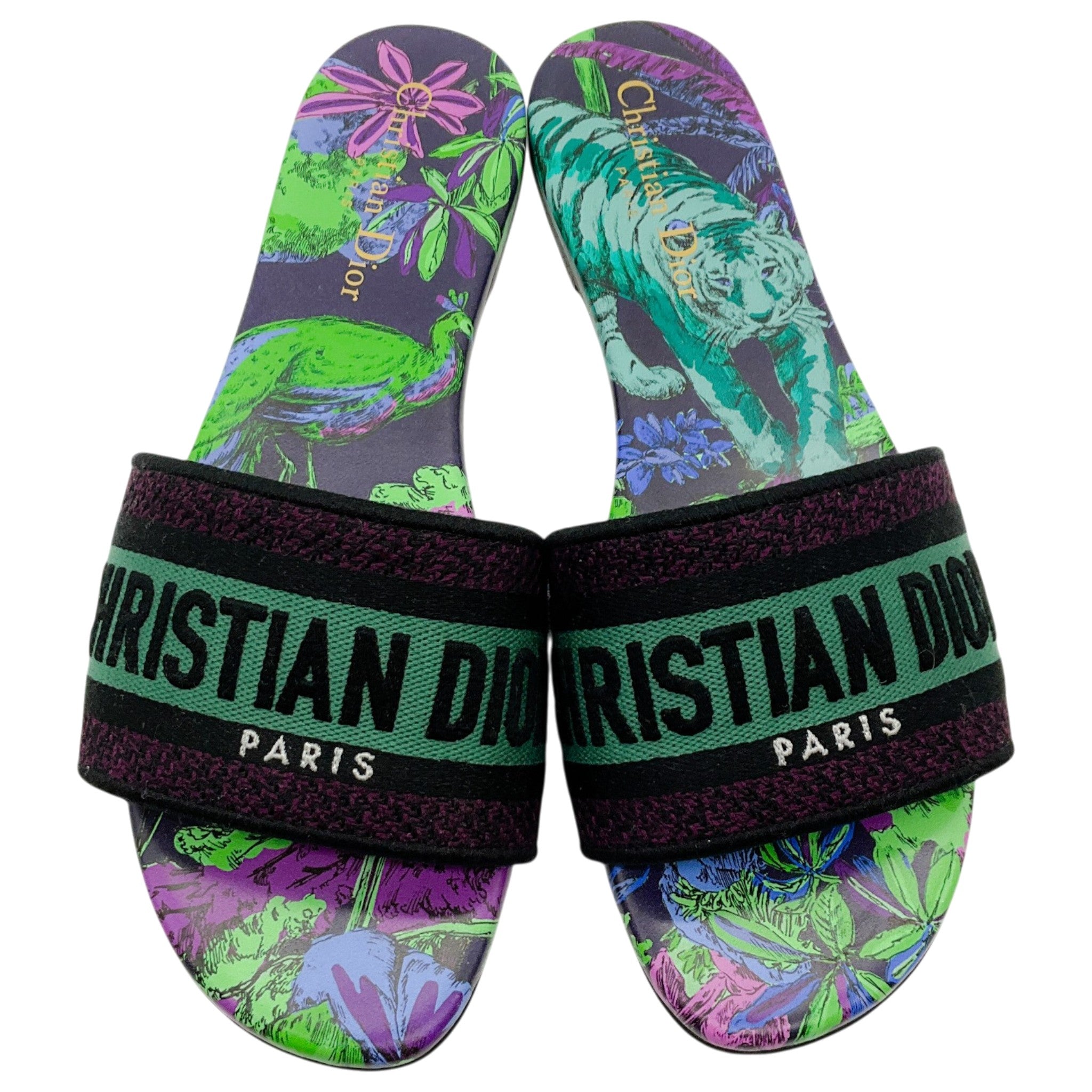 Christian Dior Turquoise / Purple Dway Slide Sandals
