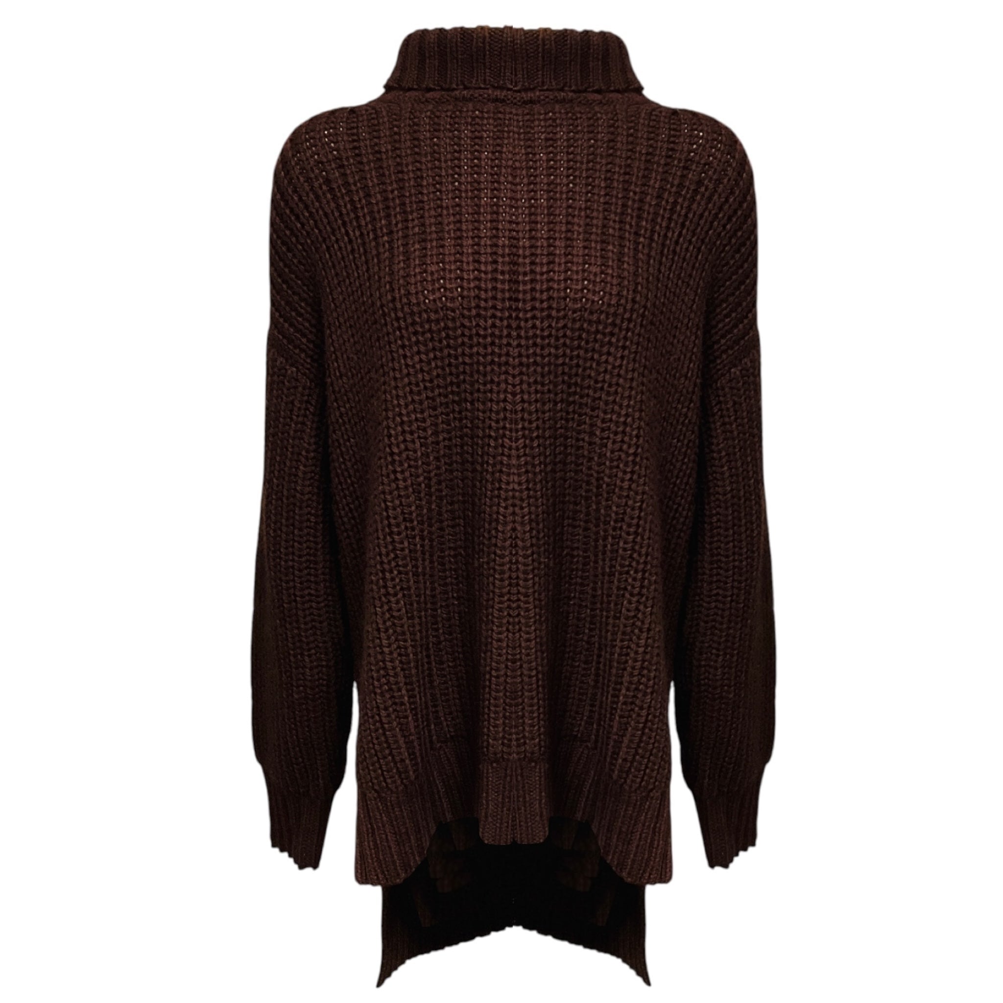 Peter Do Brown High Low Wool Knit Turtleneck Sweater