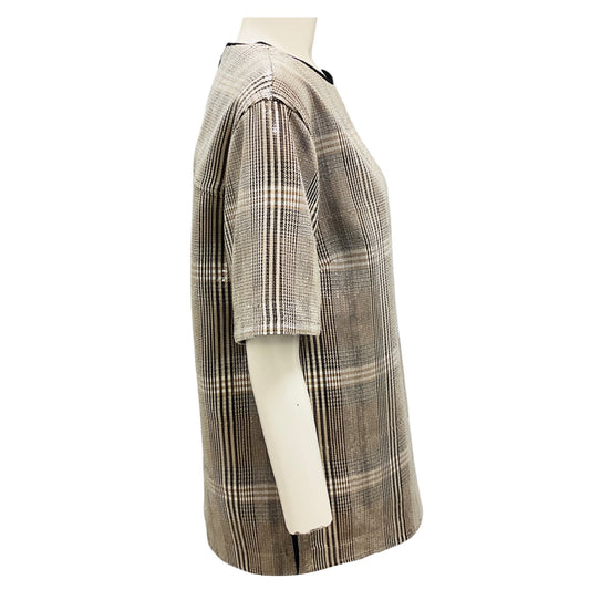 3.1 Phillip Lim Brown Multi Sequin Plaid Boxy Tee