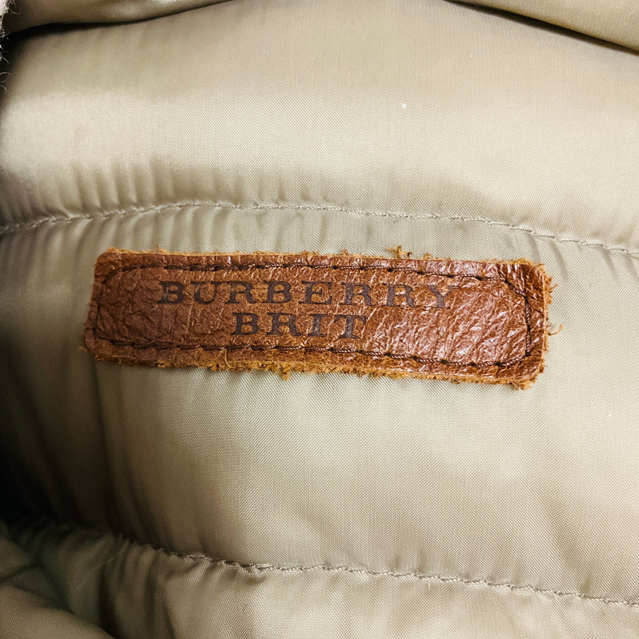 Burberry Brit Pale Fawn Reversible Merino Wool Cable Knit and Nylon Zip Front Padded Vest