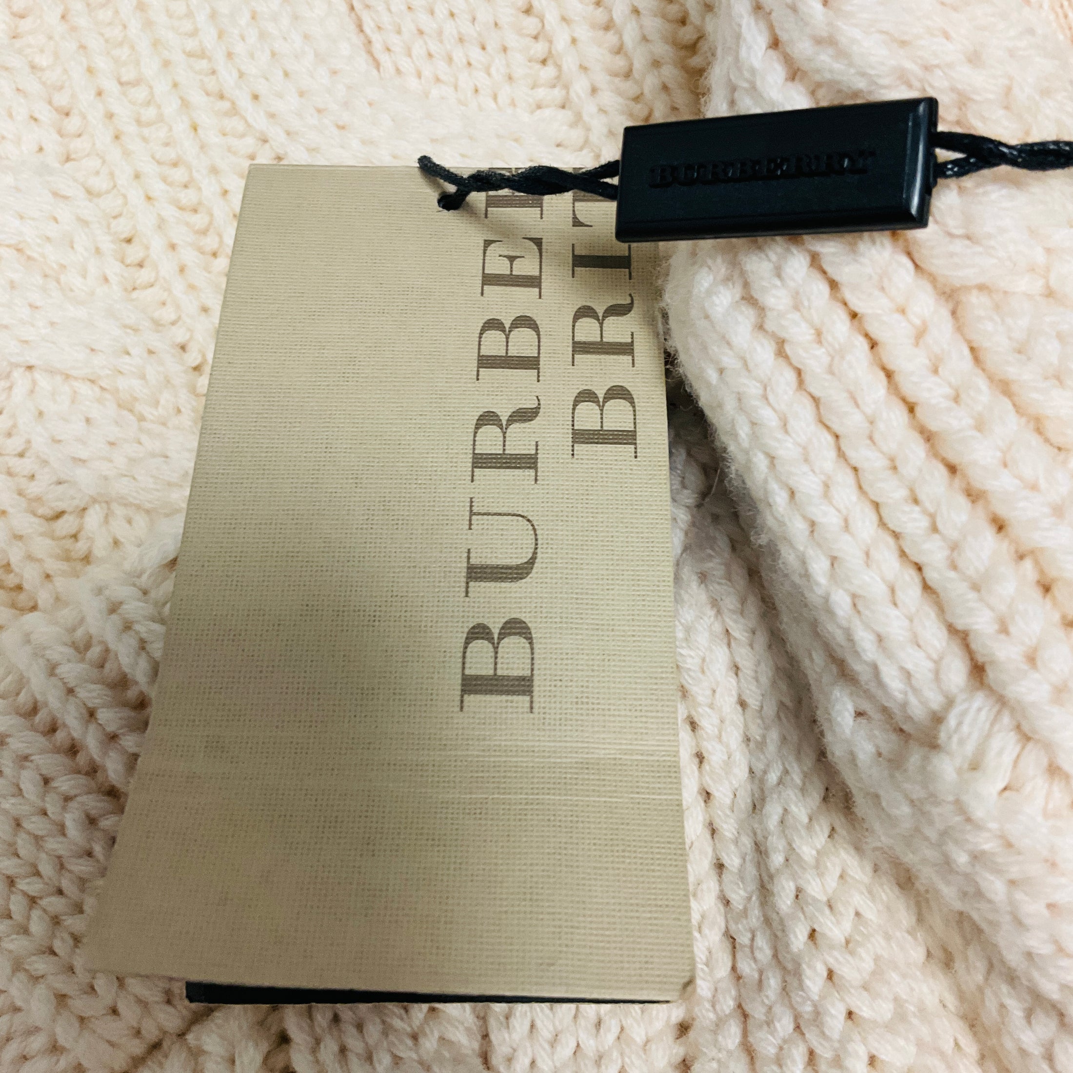 Burberry Brit Pale Fawn Reversible Merino Wool Cable Knit and Nylon Zip Front Padded Vest