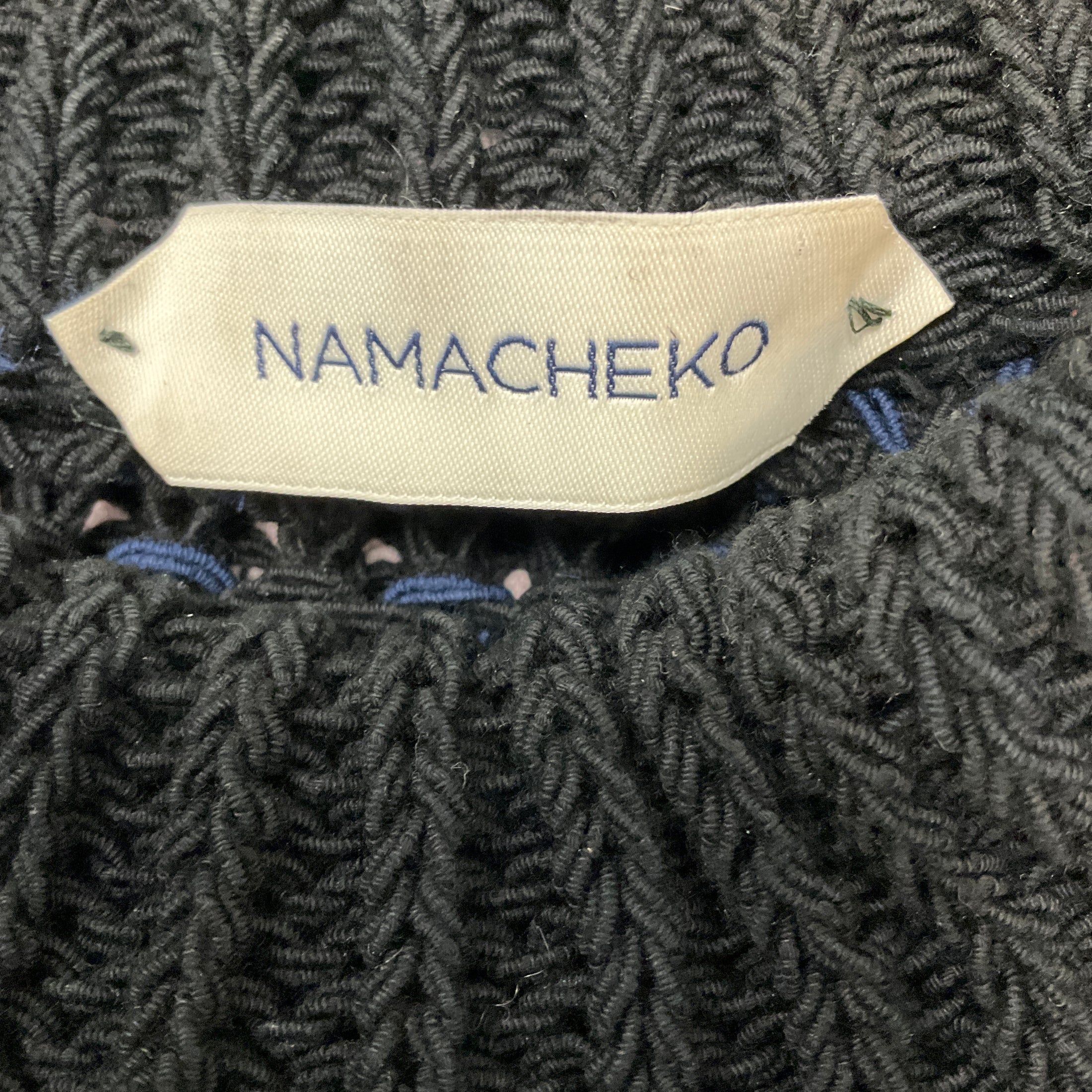 Namacheko Black Zirek Long Sleeve Cotton Open Knit Sweater
